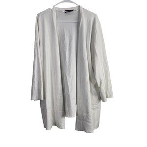 Lane Bryant Open Front Cardigan Sweater Womens Sz 26/28 White Long Ribbed Duster